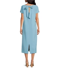 Mestiza New York Adria Reversible Boat Neck Bow Detail Pocketed Column Dress