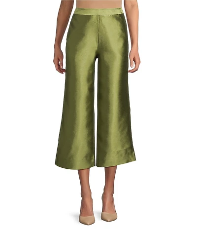Mestiza New York Blake Coordinating Dupioni Flat Front Cropped Flare Pants
