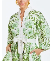Mestiza New York Carmen Floral Print Mandarin Collar 3/4 Full Sleeve Mini A-Line Dress
