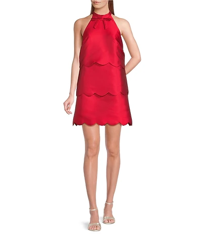 Mestiza New York Cannes Convertible Halter Bow Neck Sleeveless Scallop Dress