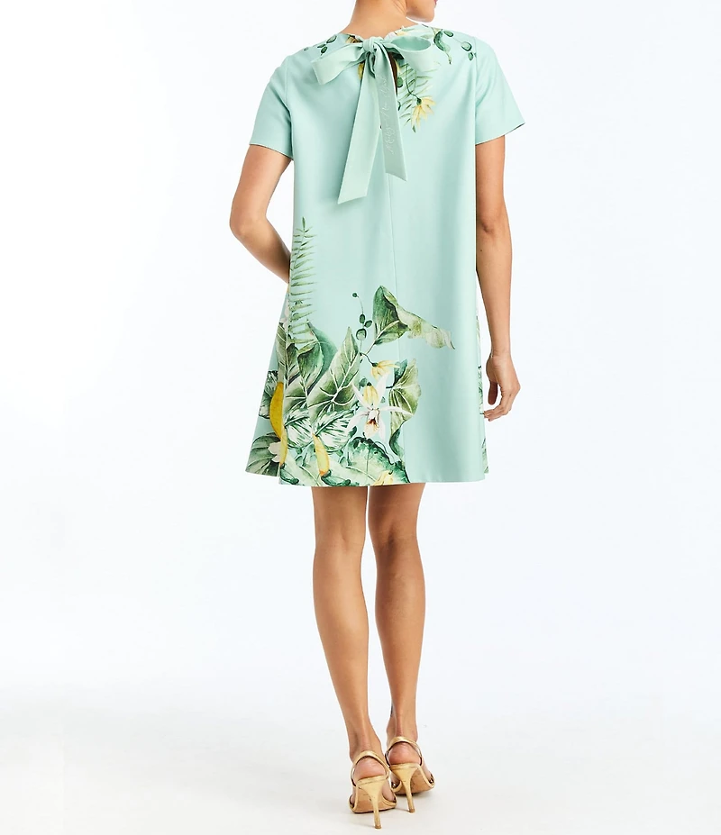 Mestiza New York Cecily Citron Tableau Floral Print Round Neck Short Sleeve Convertible Mini Dress