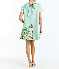 Mestiza New York Cecily Citron Tableau Floral Print Round Neck Short Sleeve Convertible Mini Dress