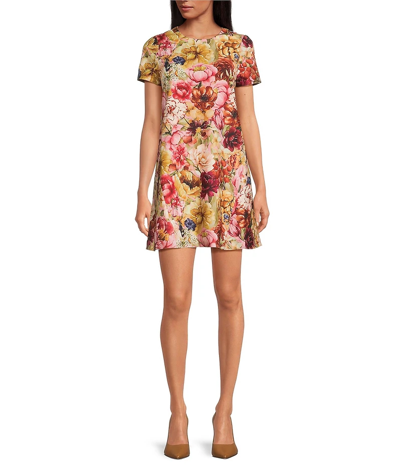 Mestiza New York Cecily Convertible Floral Print Round Neck Short Sleeve A-Line Mini Dress