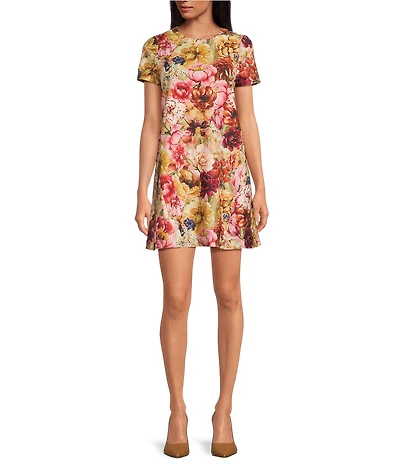 Mestiza New York Cecily Convertible Floral Print Round Neck Short Sleeve A-Line Mini Dress