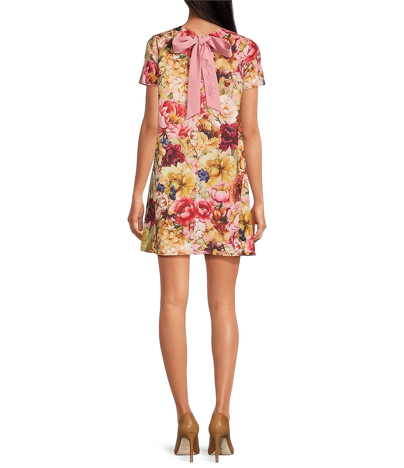 Mestiza New York Cecily Convertible Floral Print Round Neck Short Sleeve A-Line Mini Dress