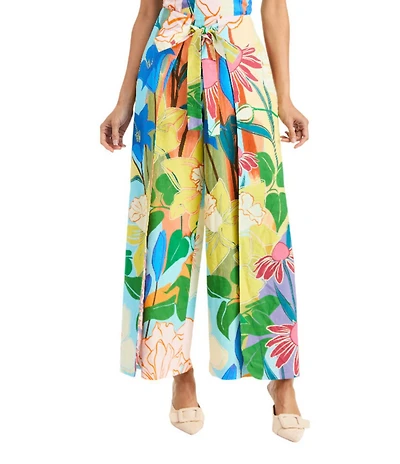 Mestiza New York Chloe Primrose Floral High Waist Wide Leg Wrap Pants