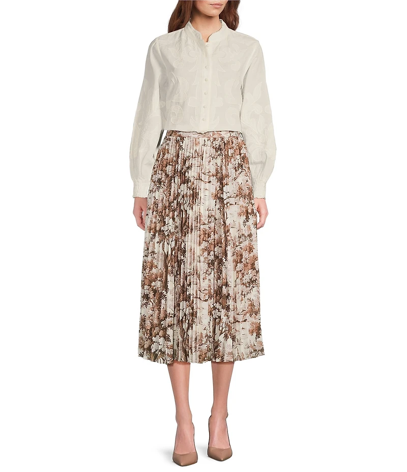 Mestiza New York Daniella Toile Printed Twill Pleated Midi Skirt