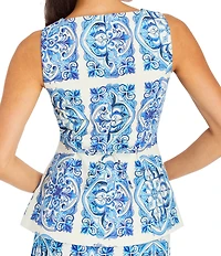 Mestiza New York Elena Printed Tailored Squared Scoop Neck Sleeveless Coordinating Top