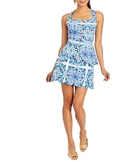 Mestiza New York Elena Printed Tailored Squared Scoop Neck Sleeveless Coordinating Top