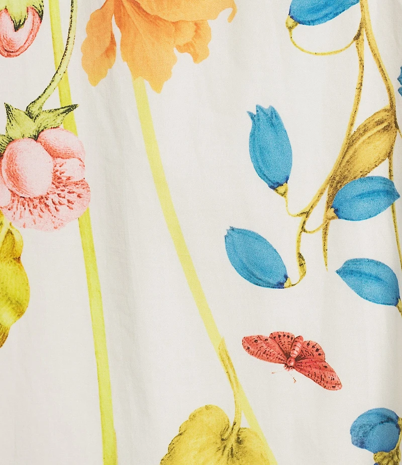 Mestiza New York Elliana Floral Garden Print Mandarin Collar Short Puff Sleeve Mini Dress