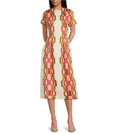 Mestiza New York Hampton Convertible Round Neck Short Sleeve Column Midi Dress