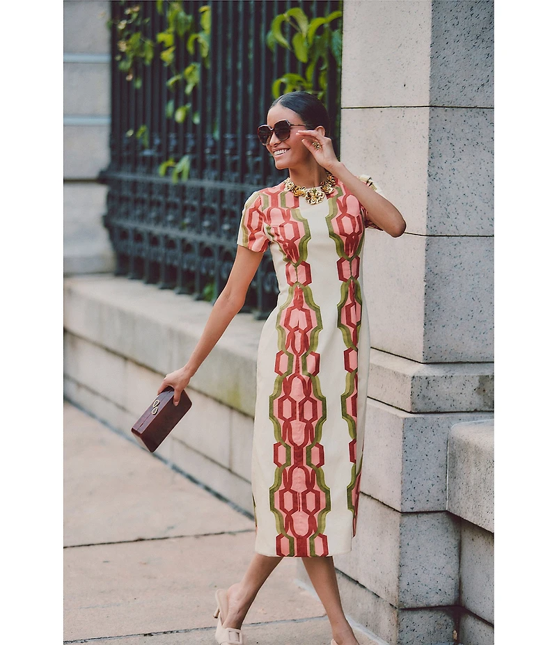 Mestiza New York Hampton Convertible Round Neck Short Sleeve Column Midi Dress