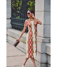 Mestiza New York Hampton Convertible Round Neck Short Sleeve Column Midi Dress