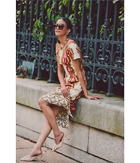 Mestiza New York Hampton Convertible Round Neck Short Sleeve Column Midi Dress
