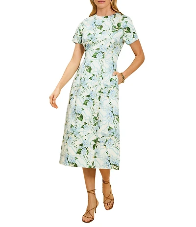 Mestiza New York Hampton Crew Neck Short Sleeve Convertible Column Midi Dress