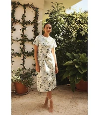 Mestiza New York Hampton Crew Neck Short Sleeve Convertible Column Midi Dress