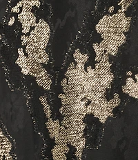 Mestiza New York Ines Metallic Jacquard V-Neck Long Bell Sleeve Mini Caftan Dress