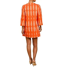 Mestiza New York Ines Notch V-Neck 3/4 Sleeve Caftan Mini Dress