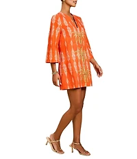 Mestiza New York Ines Notch V-Neck 3/4 Sleeve Caftan Mini Dress