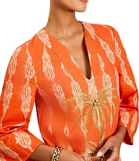 Mestiza New York Ines Notch V-Neck 3/4 Sleeve Caftan Mini Dress