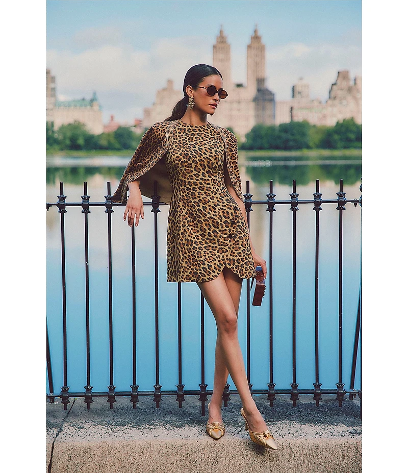 Mestiza New York Isabel Leopard Print Knit Crew Neck Long Sleeve Button Front Cardigan