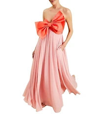 Mestiza New York Kiss Me Knot Twill Two-Tone Sweetheart Neck Bow Gown