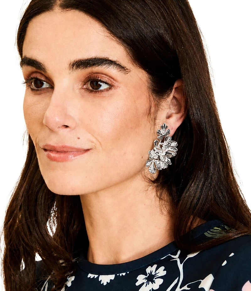 Mestiza New York Laurel Leaf Drop Insert Gem Earrings