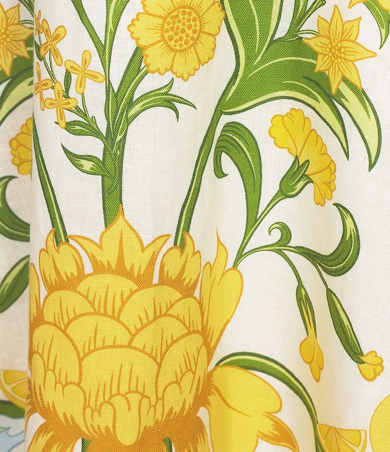 Mestiza New York Linen-Blend Lemon Verbena Halter Sleeveless A-Line Midi Dress