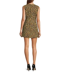 Mestiza New York Loverde Leopard Print Crew Neck Sleeveless Mini Dress