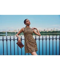 Mestiza New York Loverde Leopard Print Crew Neck Sleeveless Mini Dress