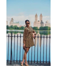 Mestiza New York Loverde Leopard Print Crew Neck Sleeveless Mini Dress