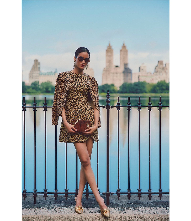 Mestiza New York Loverde Leopard Print Crew Neck Sleeveless Mini Dress