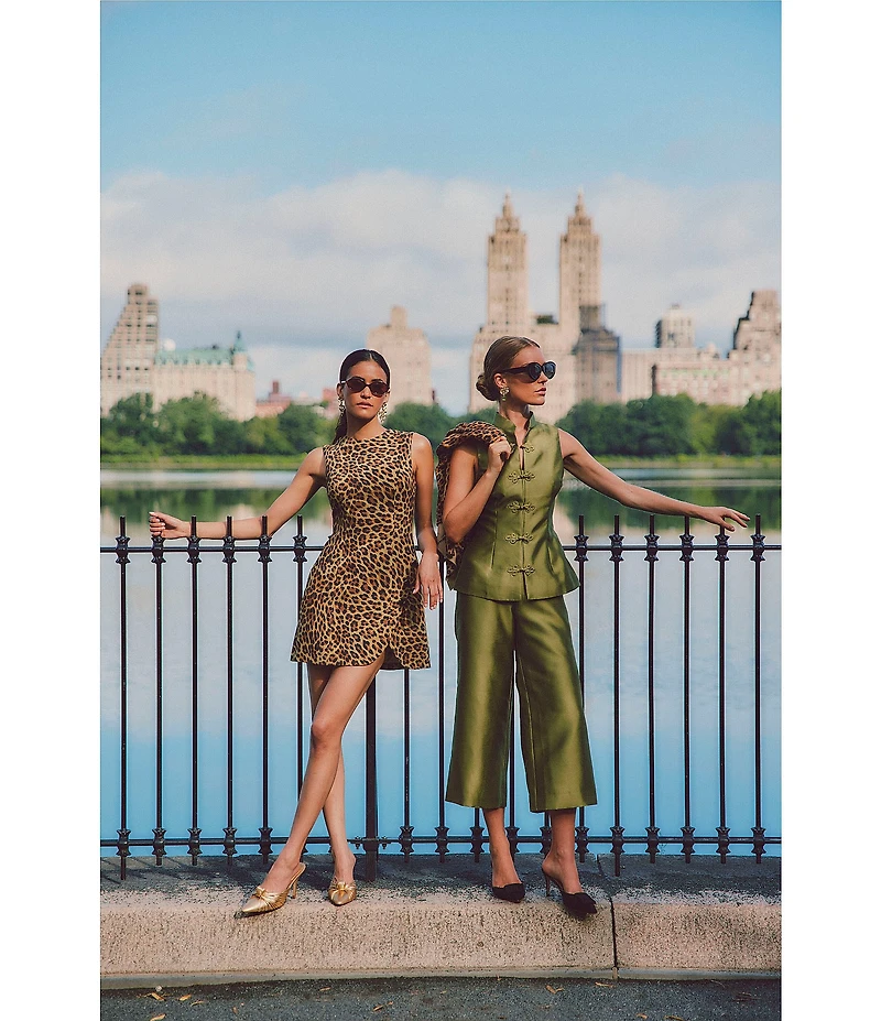 Mestiza New York Loverde Leopard Print Crew Neck Sleeveless Mini Dress