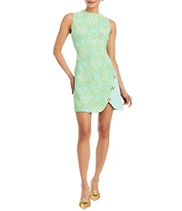 Mestiza New York Loverde Trellis Print Crew Neck Sleeveless Fit-And-Flare Mini Dress