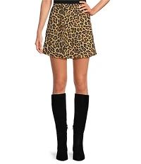 Mestiza New York Mallory Leopard Print Grosgrain Trim Mini Skirt