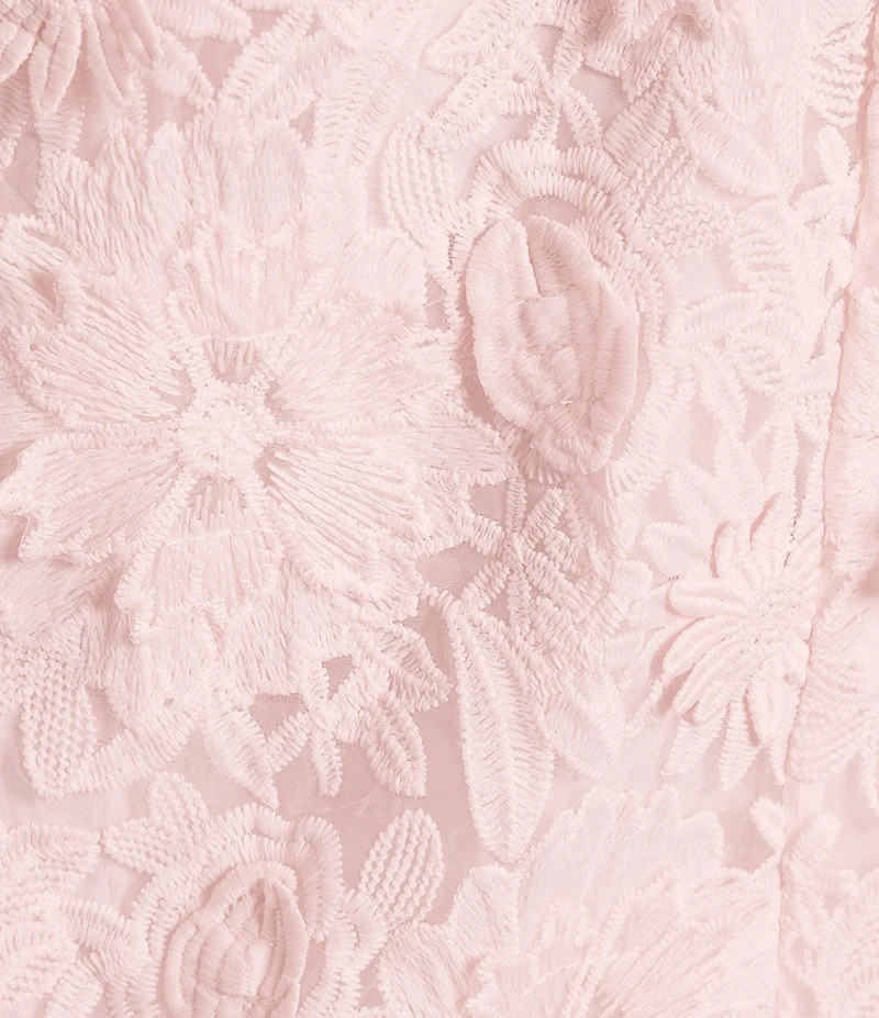 Mestiza New York Manila 3D Floral Lace Square Scalloped Neckline Sleeveless Midi Dress