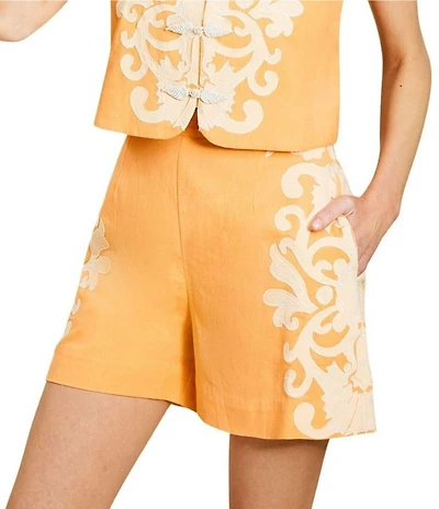 Mestiza New York Matteo Embroidered High Waisted Coordinating Shorts