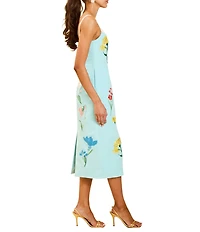 Mestiza New York Pacifica Floral Embroidered Scoop Neck Sleeveless Midi Dress