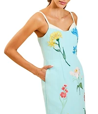 Mestiza New York Pacifica Floral Embroidered Scoop Neck Sleeveless Midi Dress