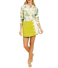 Mestiza New York Phoebe Floral Print Crew Neck Long Ribbed Sleeve Sweater