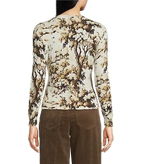 Mestiza New York Phoebe Toile Print Knit Crew Neck Long Sleeve Sweater