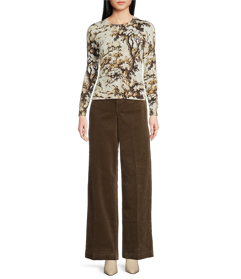 Mestiza New York Phoebe Toile Print Knit Crew Neck Long Sleeve Sweater