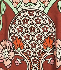 Mestiza New York Pippa Jardin Rose Print Boat Neck Short Puff Sleeve Midi Dress