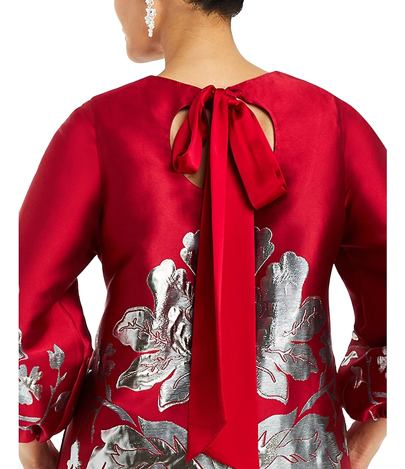 Mestiza New York Rosanna Metallic Placement Print Round Neck 3/4 Puff Sleeve A-Line Mini Dress