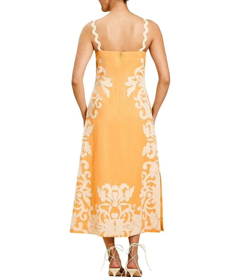 Mestiza New York Sammy Embroidered Square Neck Sleeveless Midi Dress