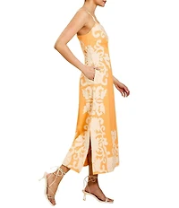 Mestiza New York Sammy Embroidered Square Neck Sleeveless Midi Dress