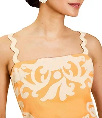 Mestiza New York Sammy Embroidered Square Neck Sleeveless Midi Dress