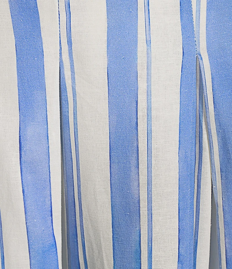 Mestiza New York Seville Santorini Stripe Linen Blend Pleated Coordinating Midi Skirt