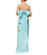 Mestiza New York Solstice Sorrento Citrus Strapless Sleeveless Back Bow Column Long Gown