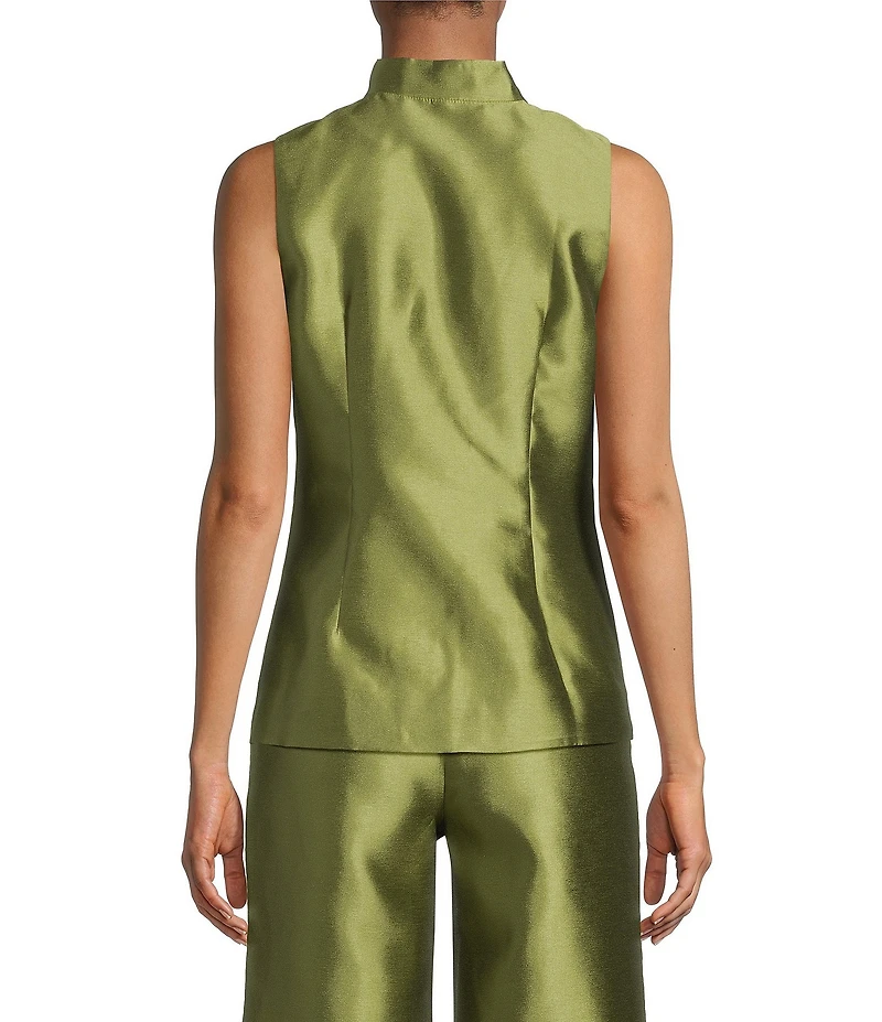 Mestiza New York Tamara Coordinating Dupioni Mandarin Collar Sleeveless Peplum Top